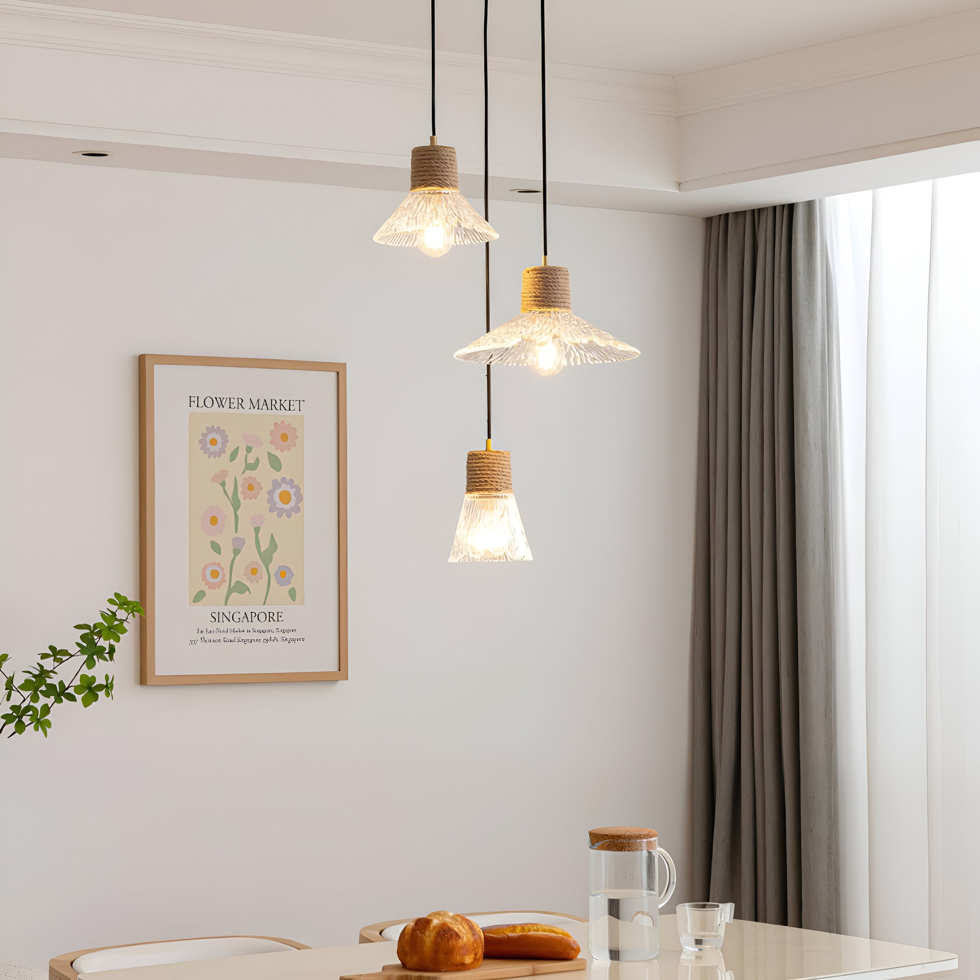 Nordic henneptouw glazen hanglamp HL1209