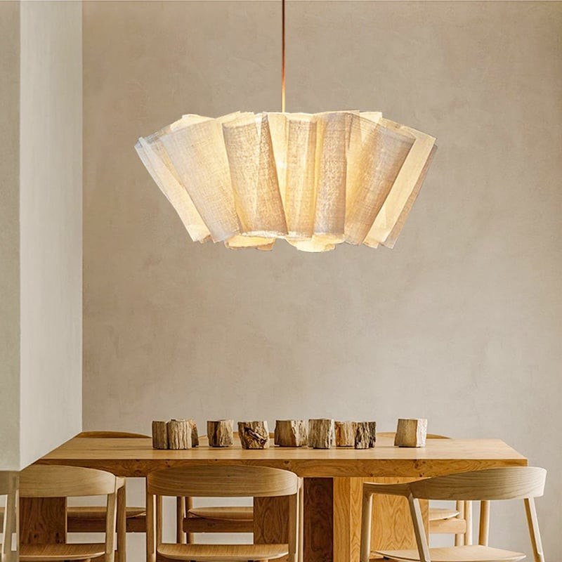 Hanglamp met geplooide stof van Noords linnen HL1403