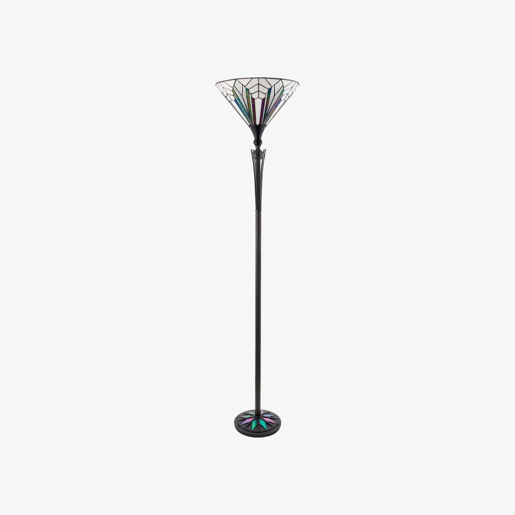TF Astoria Tiffany-stijl uplighterlamp - getextureerde glazen kap voor sfeer in huis en op kantoor HL2252