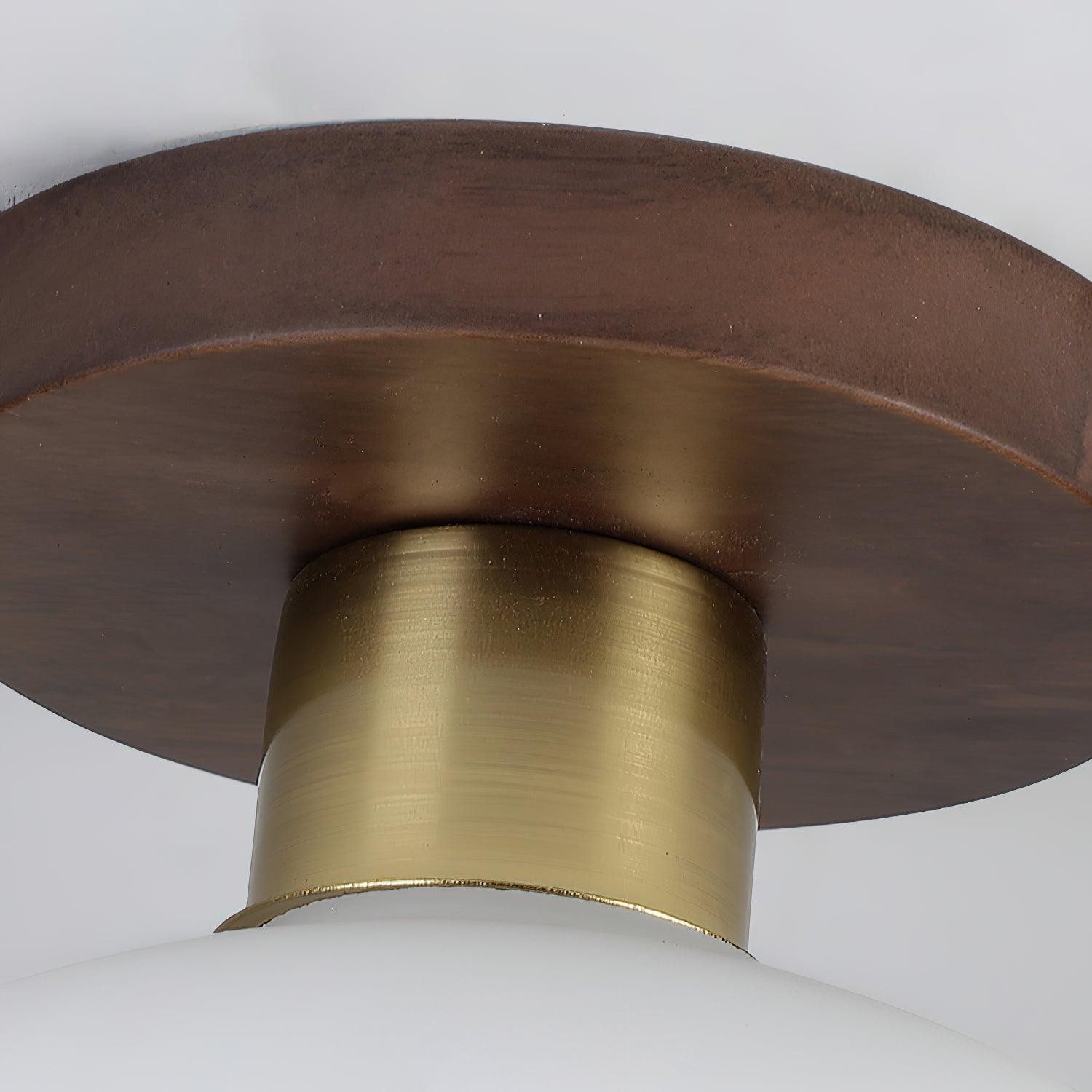 Vintage Wabi-Sabi Walnoot Koperen Glazen Plafondlamp Voor Woonkamer HL918