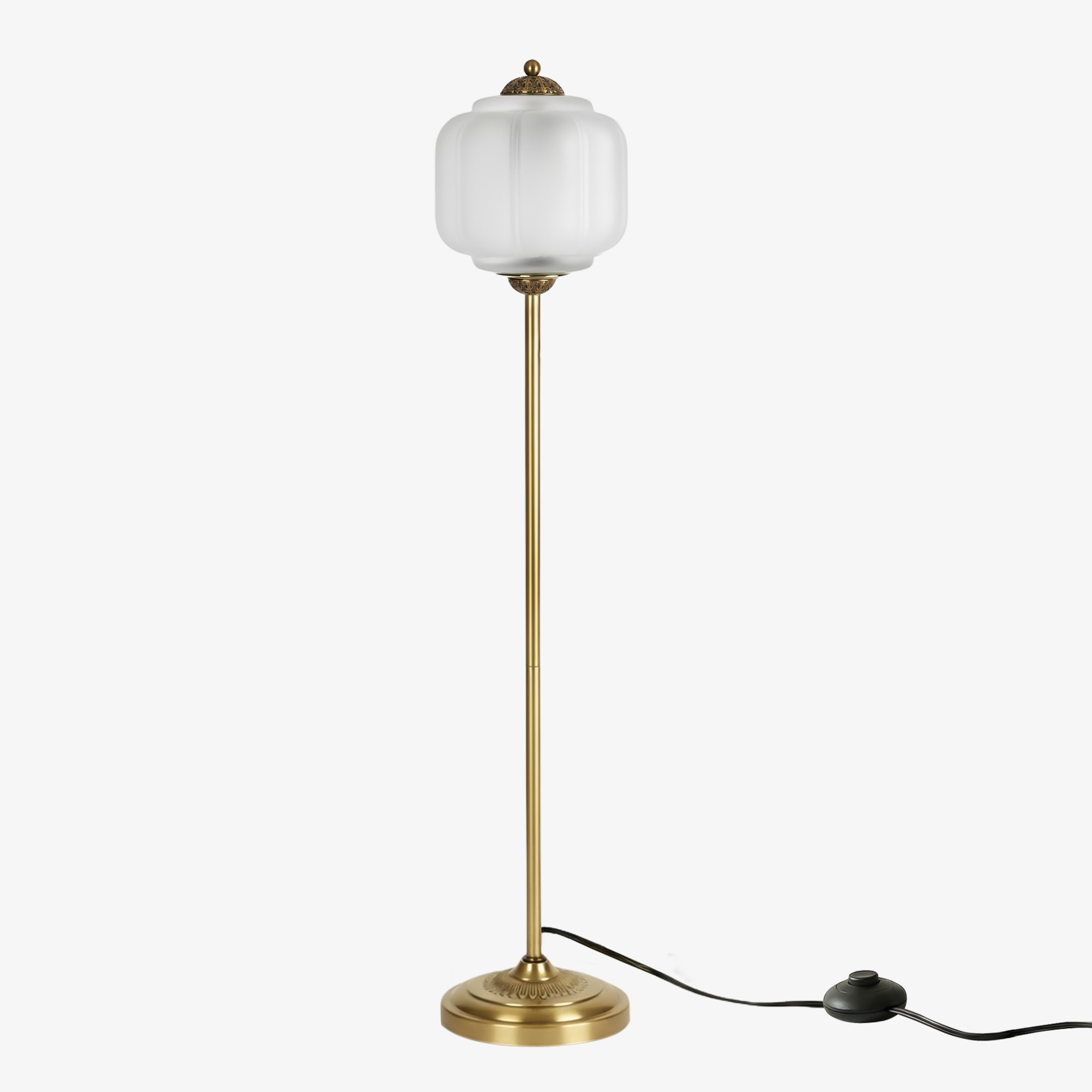 Eloise Vloerlamp van getextureerd glas in pompoenvorm - Organisch artistiek ontwerp en retrostijl voor de woonkamer HL2510