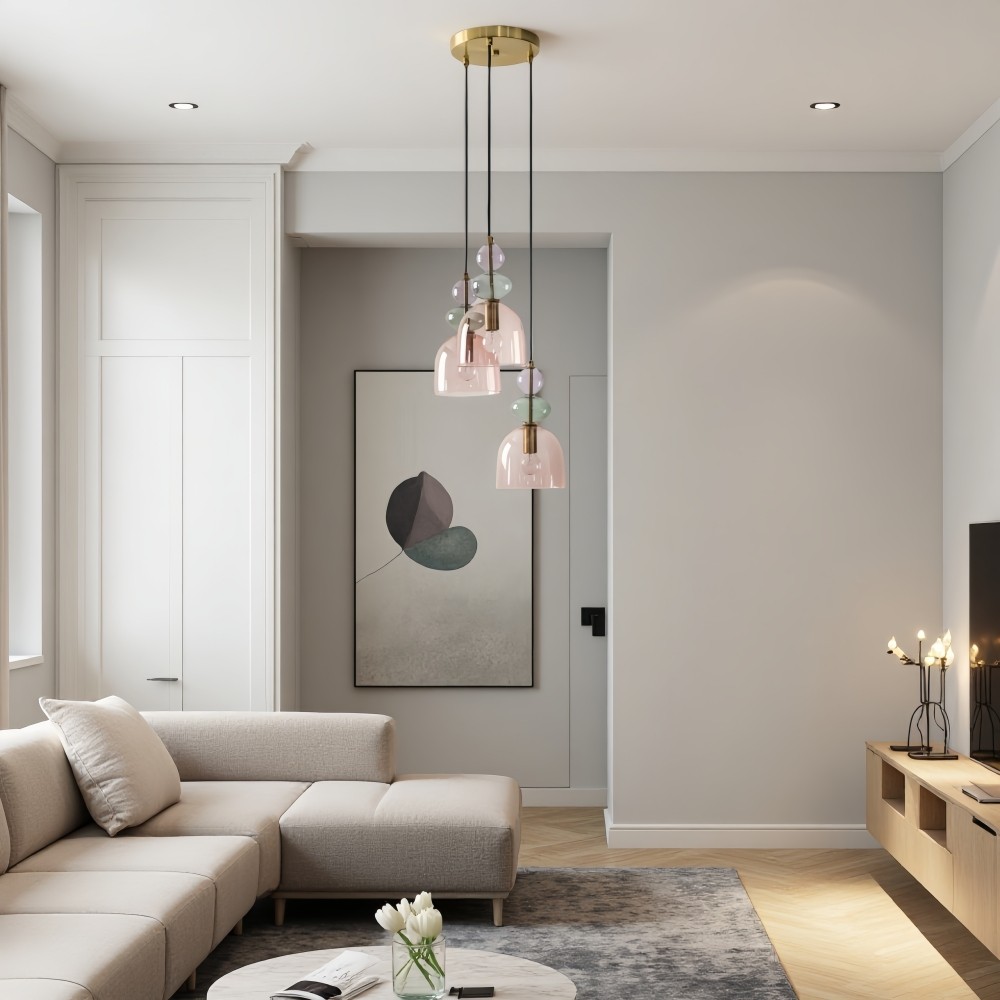 Hanglamp van gebrandschilderd glas - Macaron Design Restaurantlamp HL1067