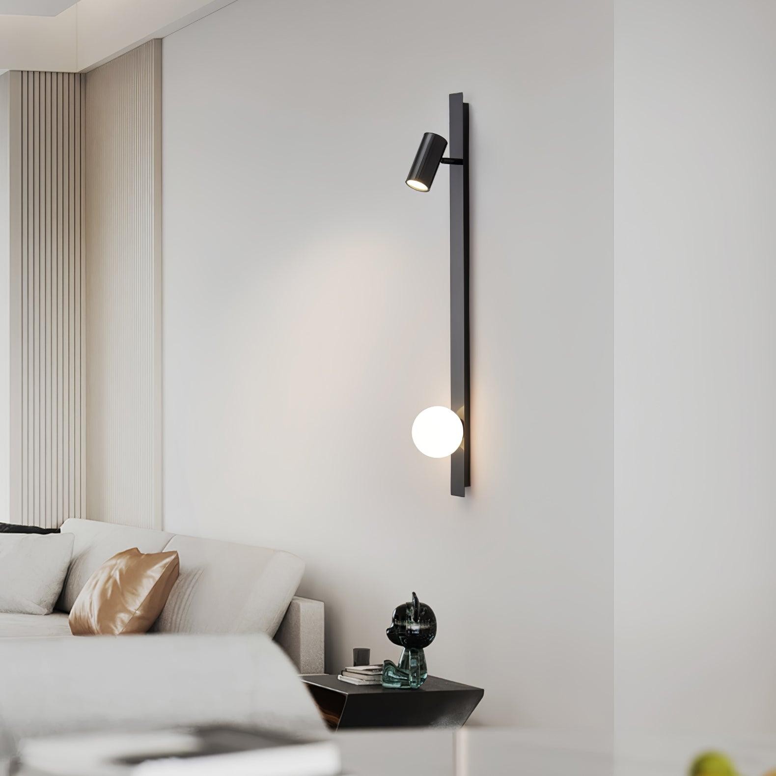 Moderne zwarte lineaire parelarm wandlamp met lange arm HL1122