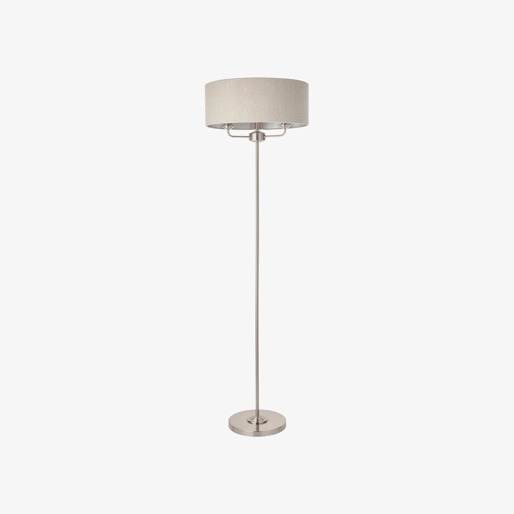 Tela Drum Shade vloerlamp - Moderne stoffen staande lamp voor thuis of op kantoor HL2241