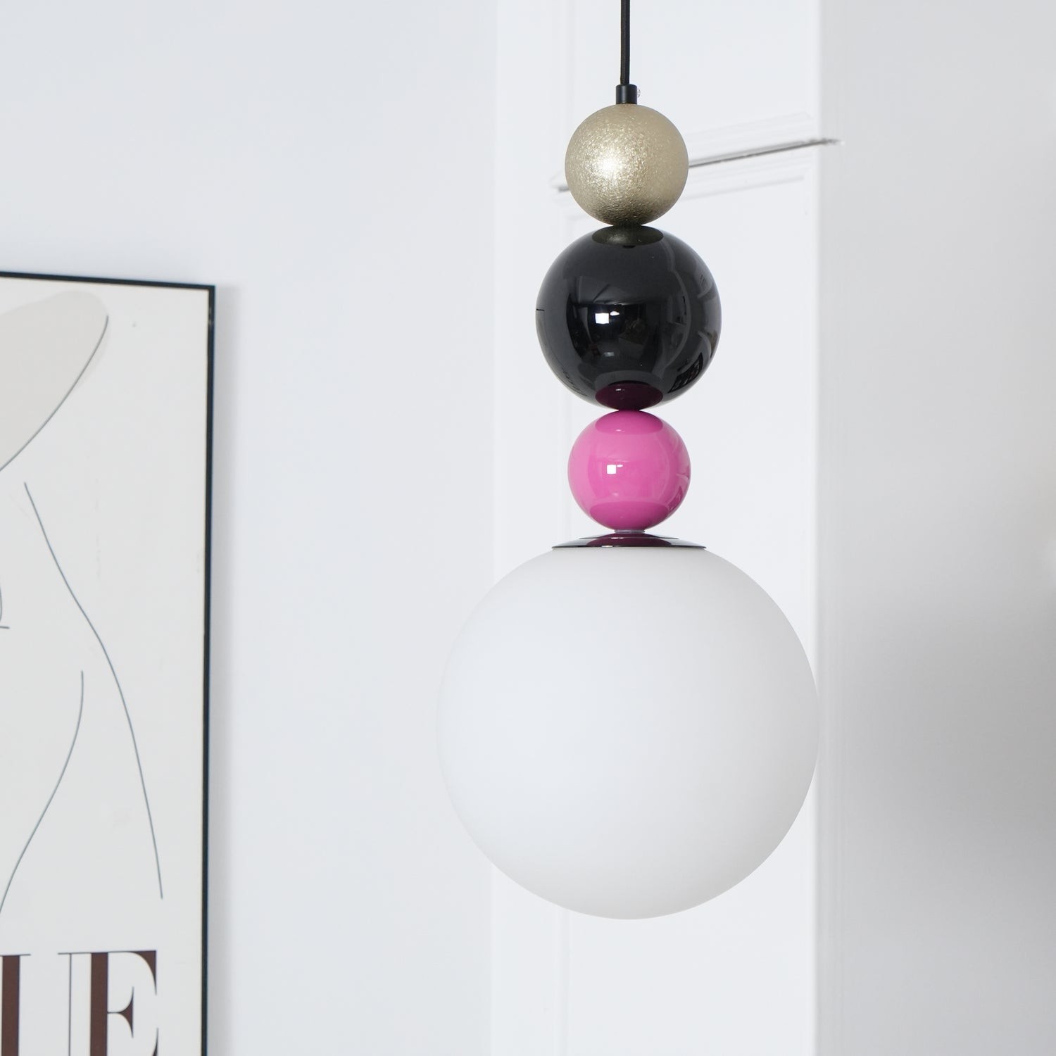 Ronde ballen stapelbare roze hanglamp HL761