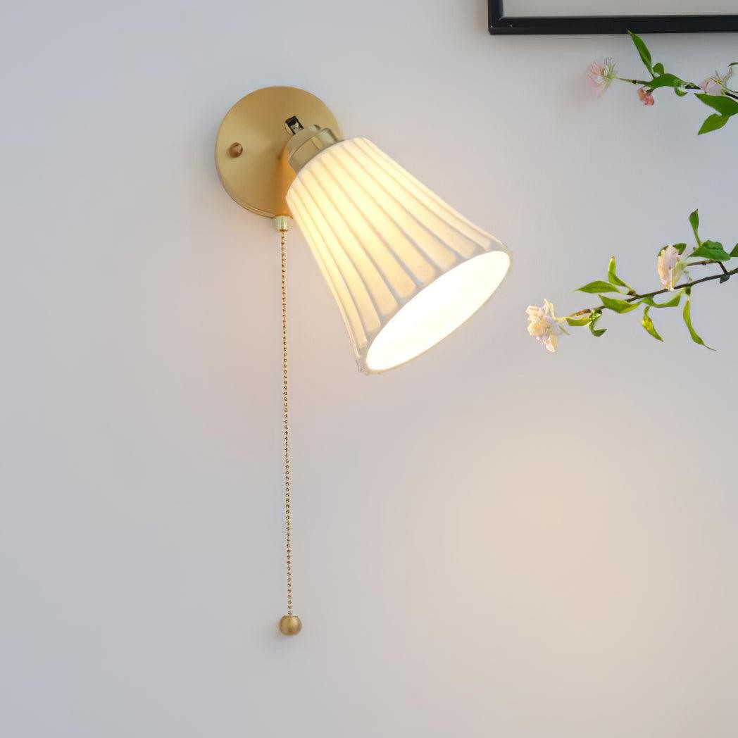 Moderne trekkoord metalen keramiek binnenwandlamp voor slaapkamer HL863