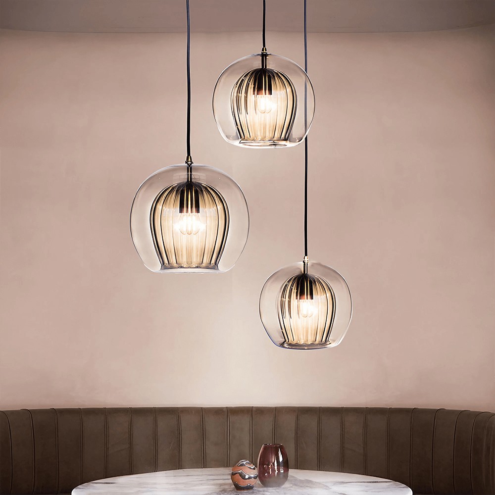 Moderne geplooide glazen hanglamp HL954