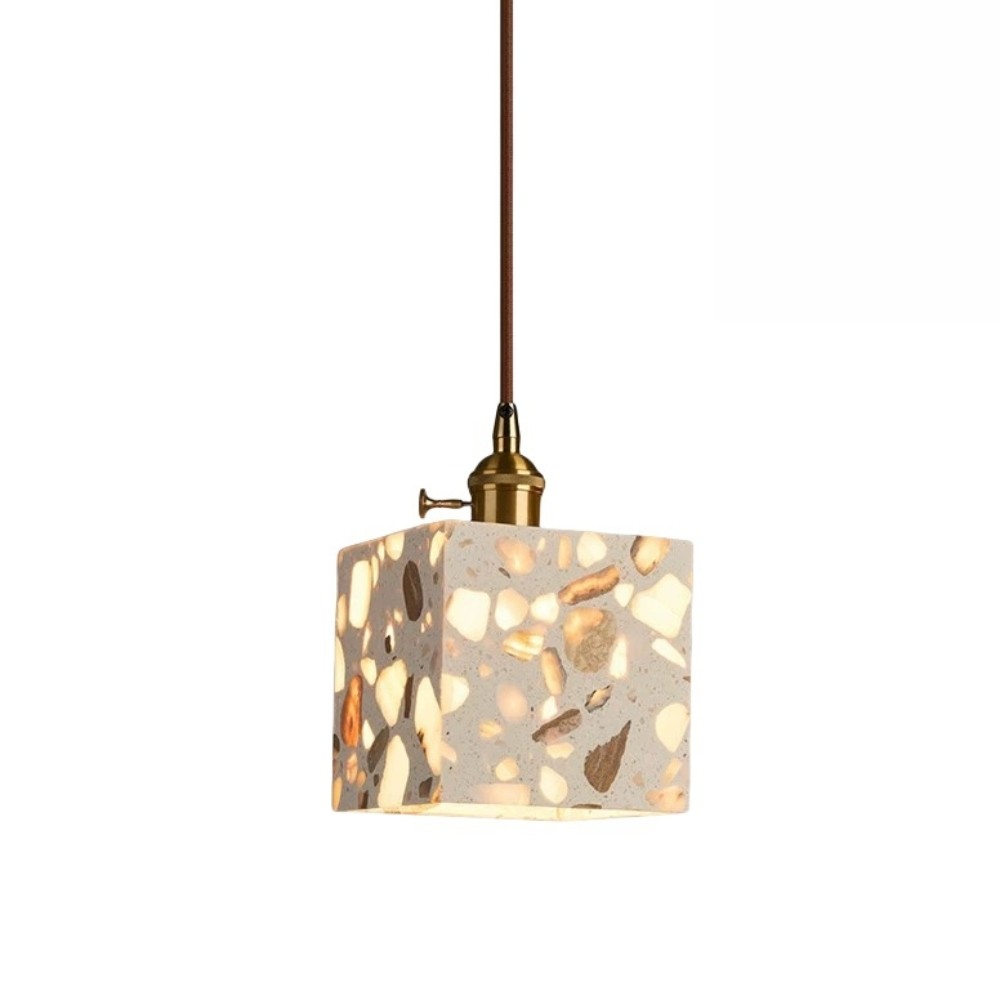 Natuurlijke Wabi-sabi Doorschijnende Terrazzo Hanglamp HL1003