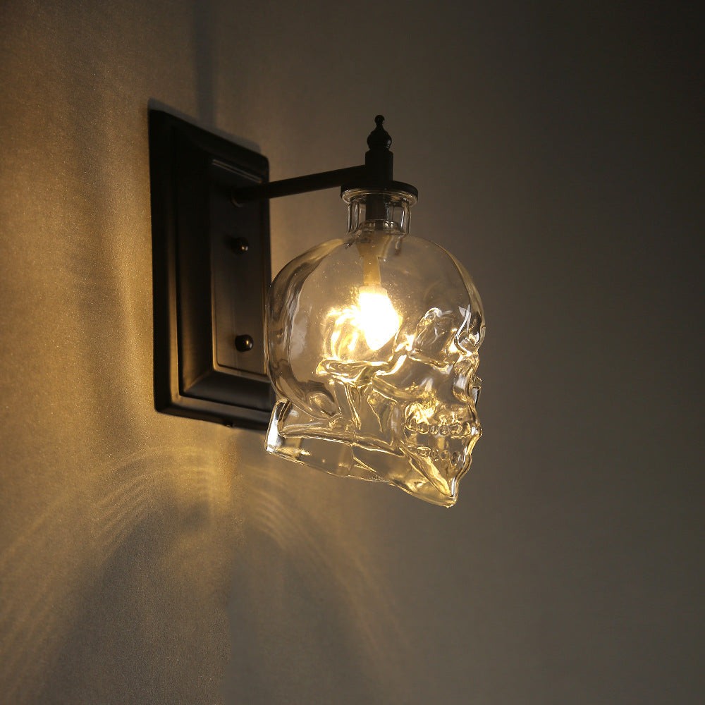 Helder glazen schedel wandlamp HL1251