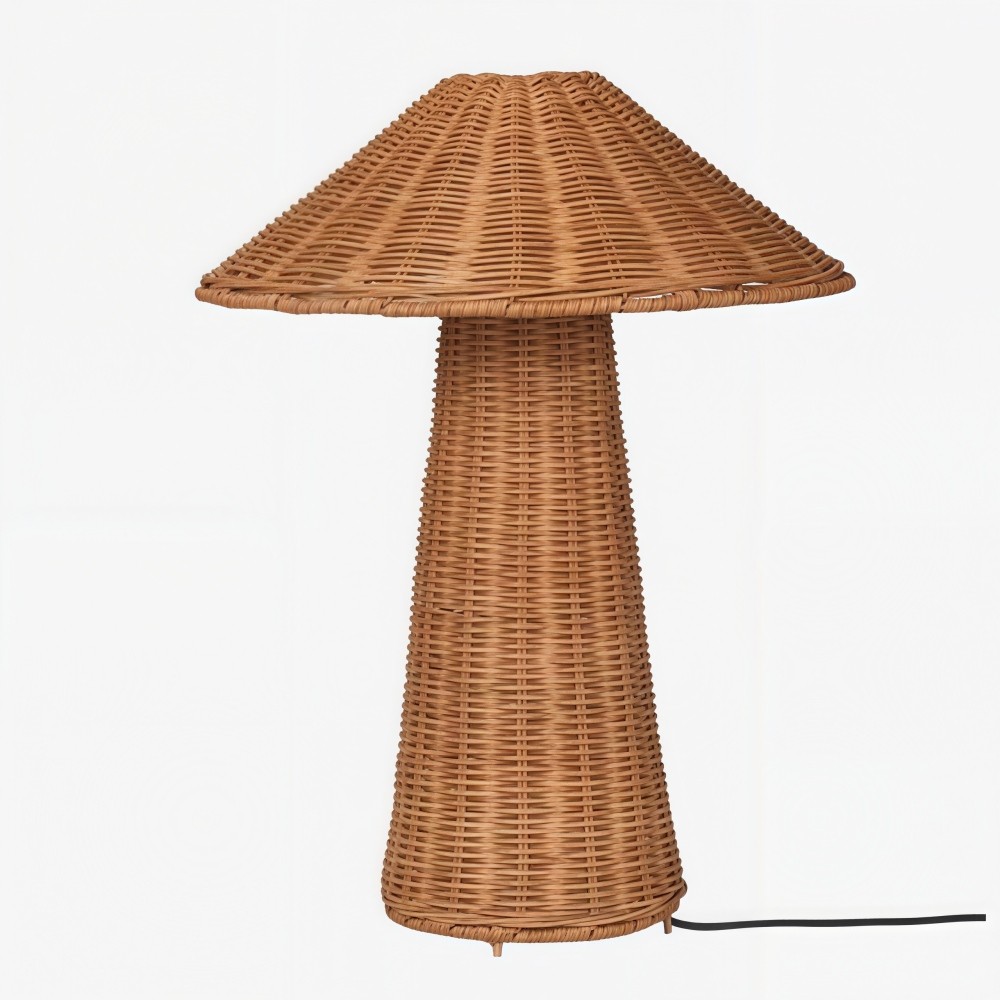 Wickara Sculpturale Rotan Mini Tafellamp - Natuurlijke Geweven Afwerking Geschikt voor Bijzettafels & Hal HL1881