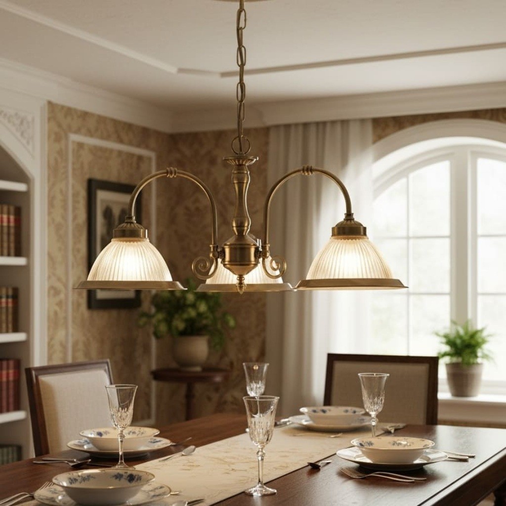 TF Vintora Hanglamp met geribbeld glas - Elegante metalen afwerking voor keukens, eetkamers en gangen HL2221