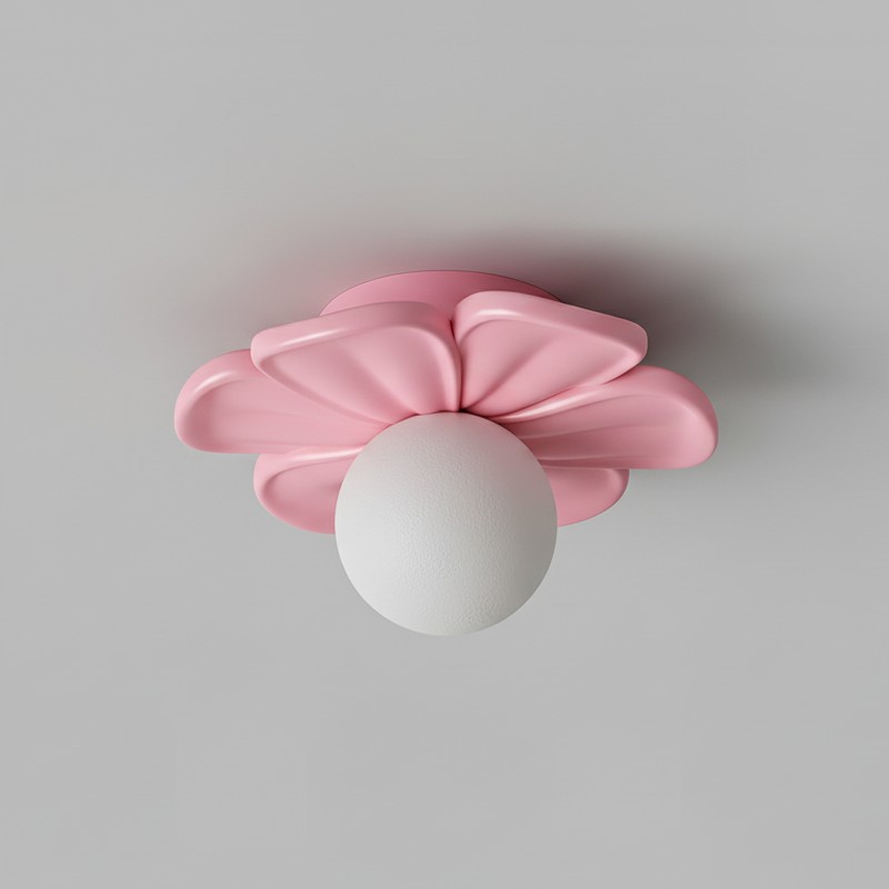 Crèmekleurige bloemvormige plafondlamp HL2961