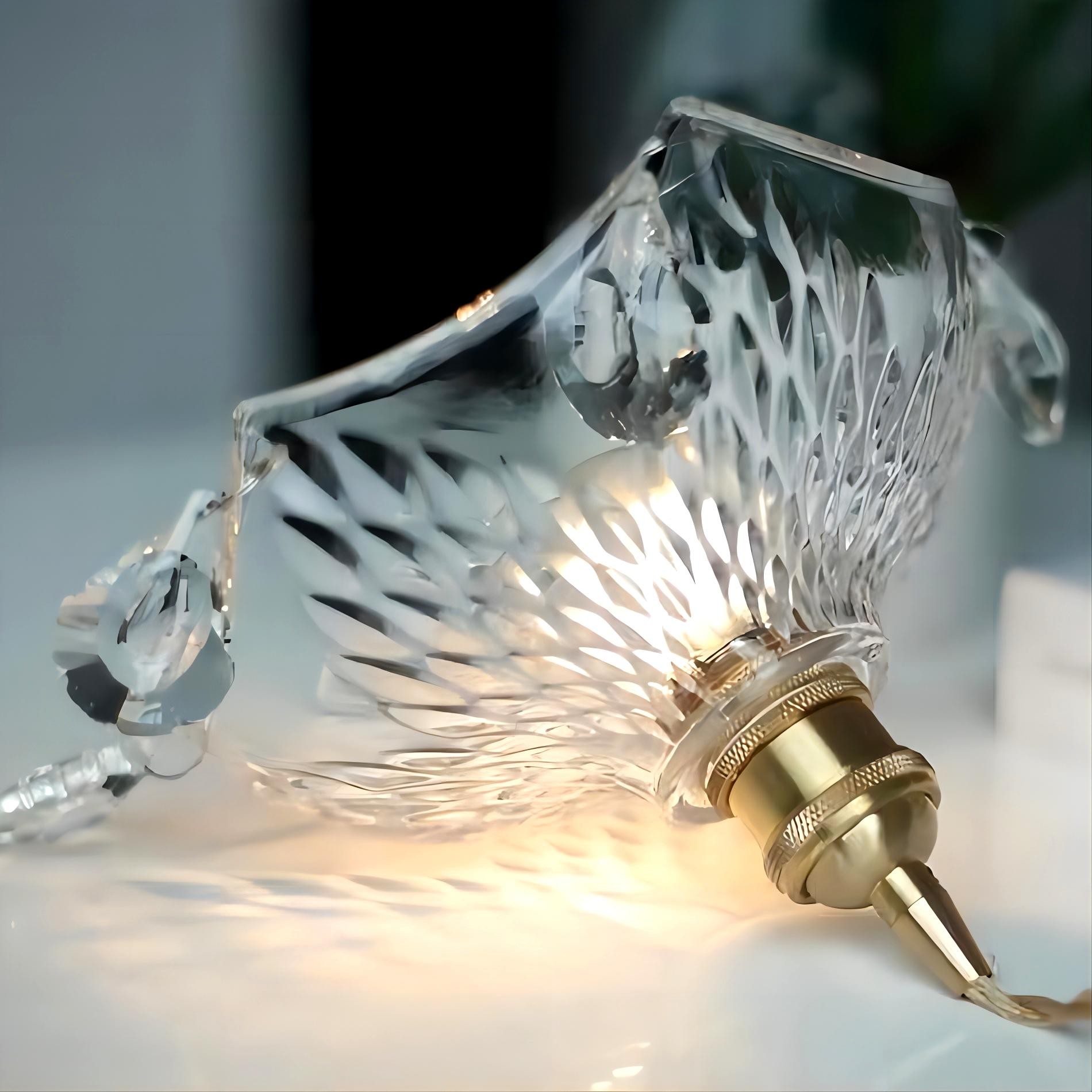 Vintage helder geribbeld glas paraplu hanglamp HL49