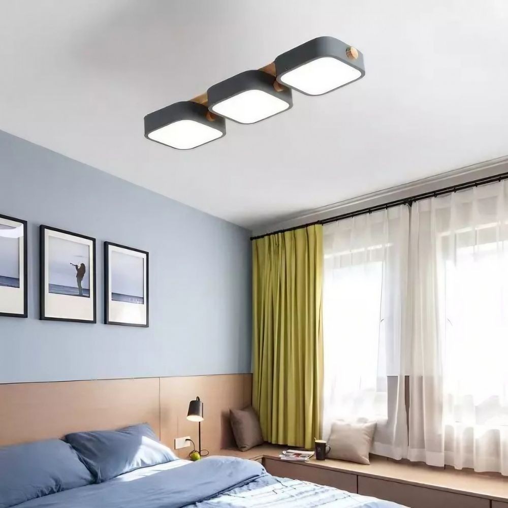 Houten blok plafondlamp - Nordic vierkante LED keukenverlichting HL1348
