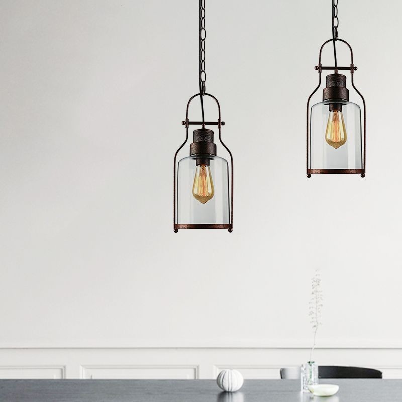 Lirra Vintage Glazen Pot Hanglamp - Industriële Metalen Hanglamp voor Keuken en Bar HL973