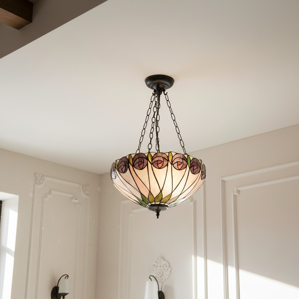 TF Hutchinson Tiffany hanglamp - Omgekeerde kunstglazen verstelbare hanglamp voor thuis HL2097