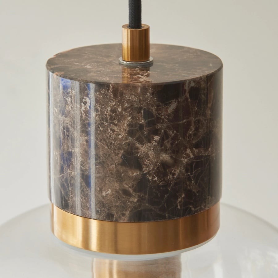Korlisse Hanglamp van natuursteen en glas - Stijlvolle lamp voor de woonkamer of zitkamer HL2124