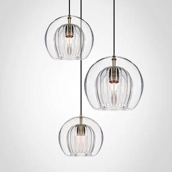 Moderne geplooide glazen hanglamp HL954
