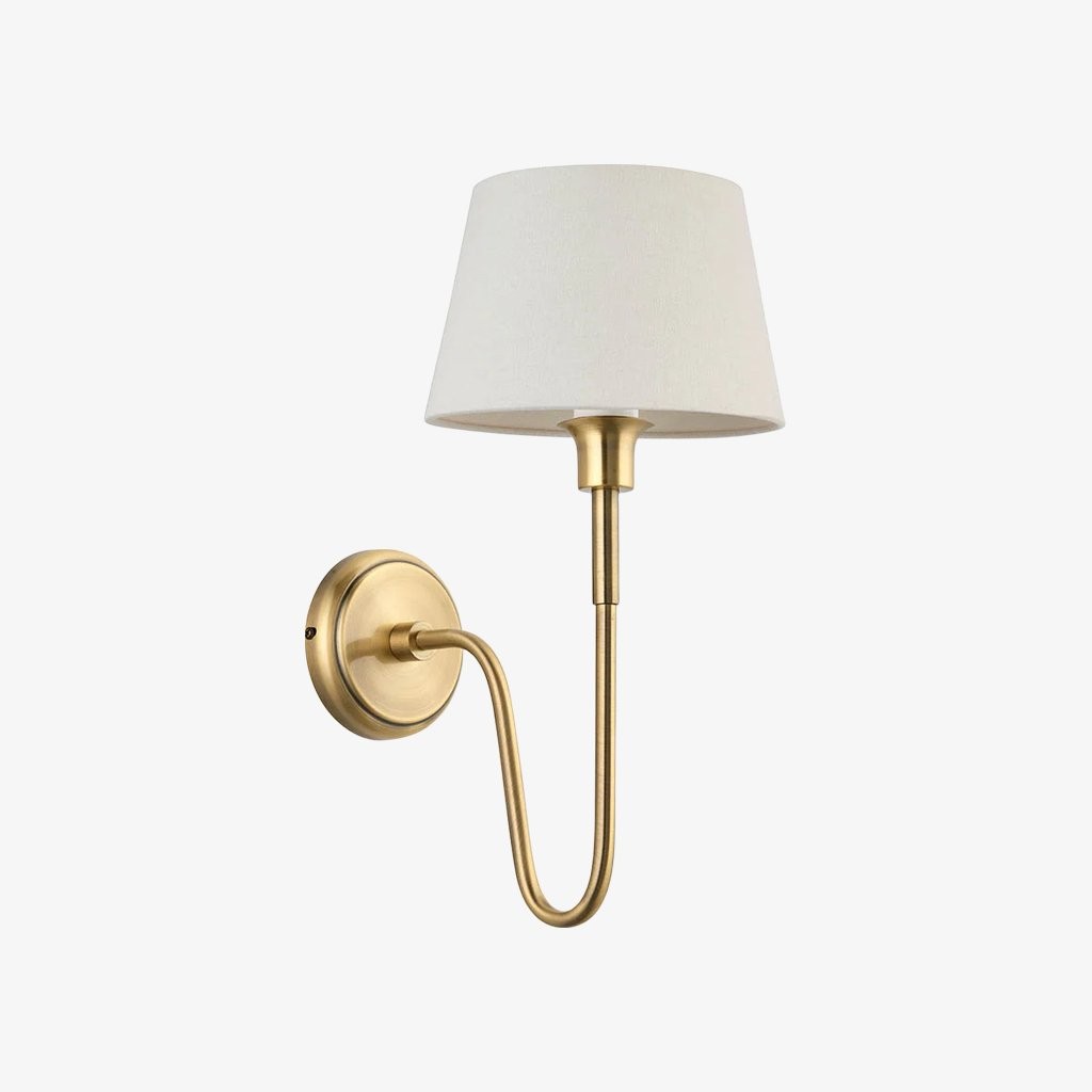 Ivoralux Wandlamp met taps toelopende stoffen kap - Moderne klassieke wandlamp met gebogen arm voor gangen of slaapkamers HL2143