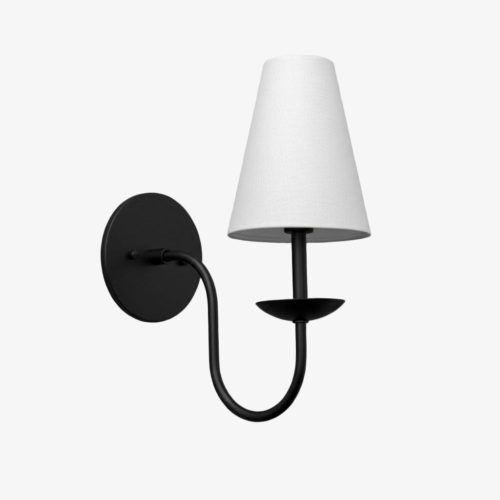 Curva Metalen Witte Linnen Wandlamp - Klassieke Messing Wandlamp voor Slaapkamers HL1760