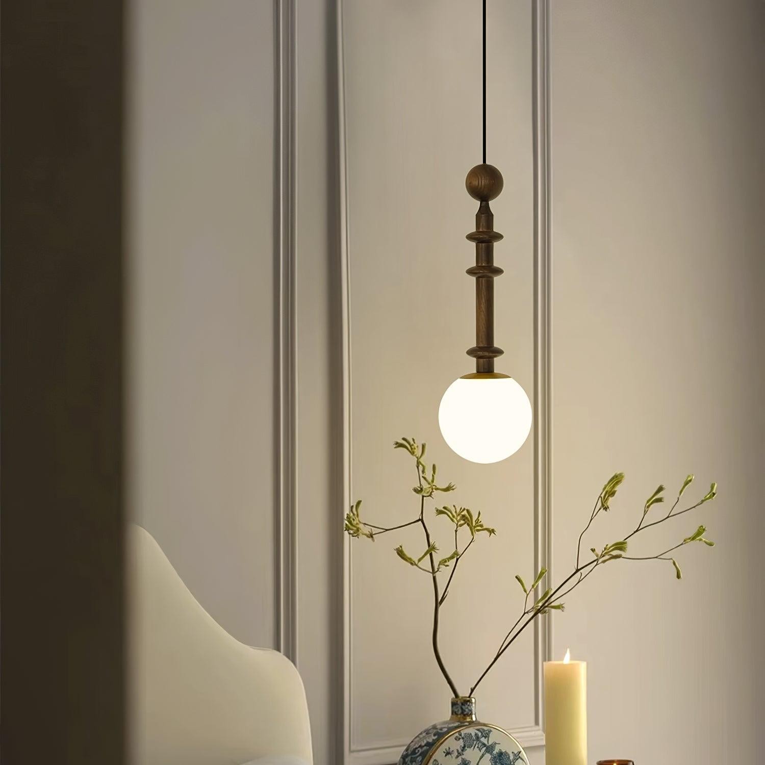 Eetkamer Houten Romeinse Kolom Hanglamp HL60