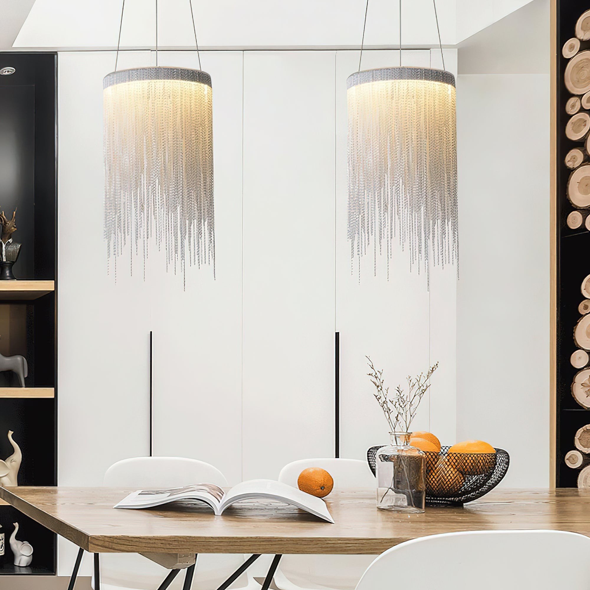 Hanglamp met aluminium ketting en kwastjes HL1181