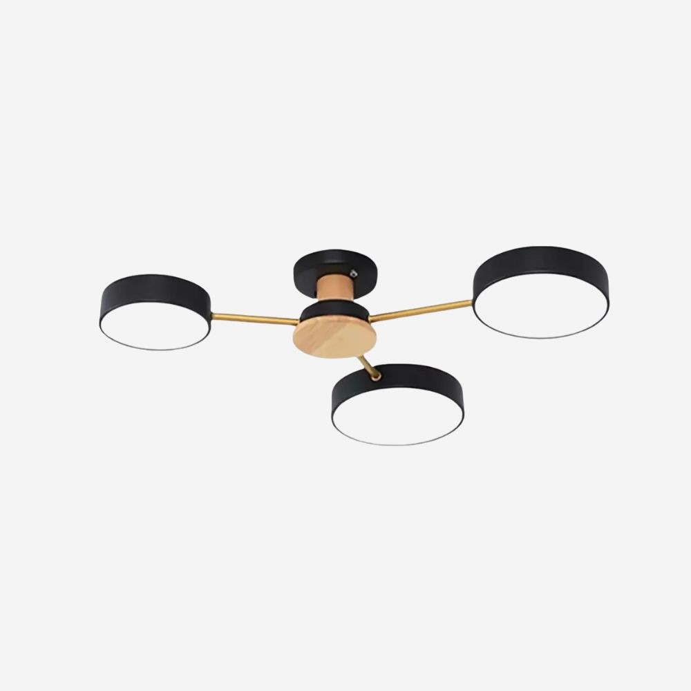 Moderne plafondlamp met takkenschijf - LED-lamp van hout voor eetkamer HL1345