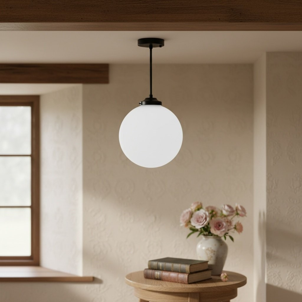 Glorica Glass 12 inch bolvormige plafondlamp - Art Deco hanglamp van matglas en plafondlamp HL1724