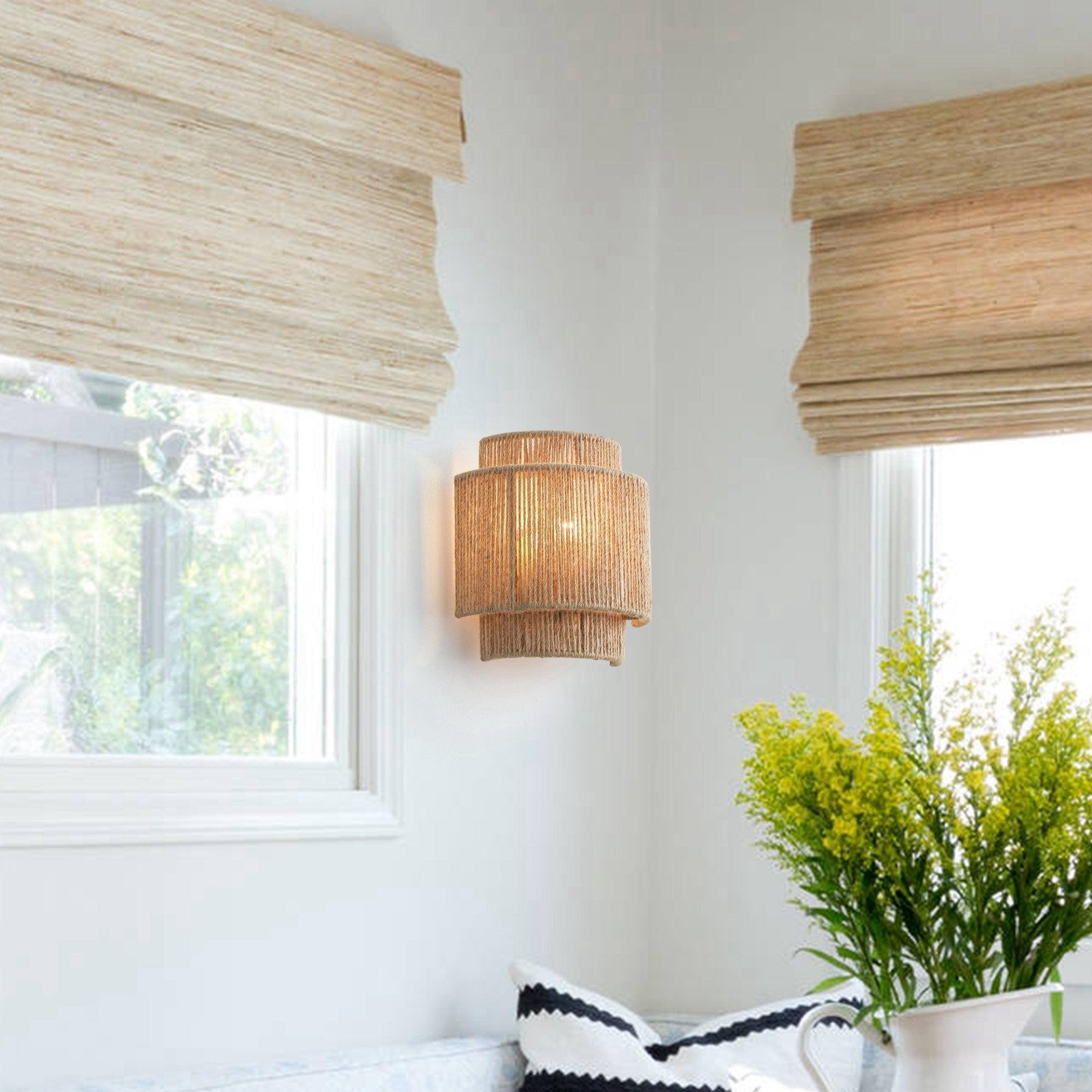Boheemse vintage handgeweven LED-wandlamp HL3347