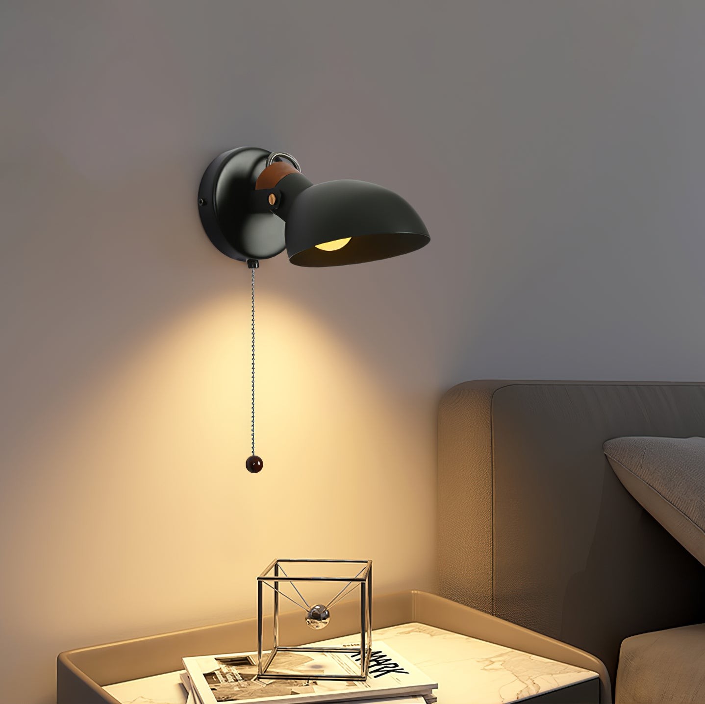 Scandinavische draaibare metalen houten wandlamp HL74