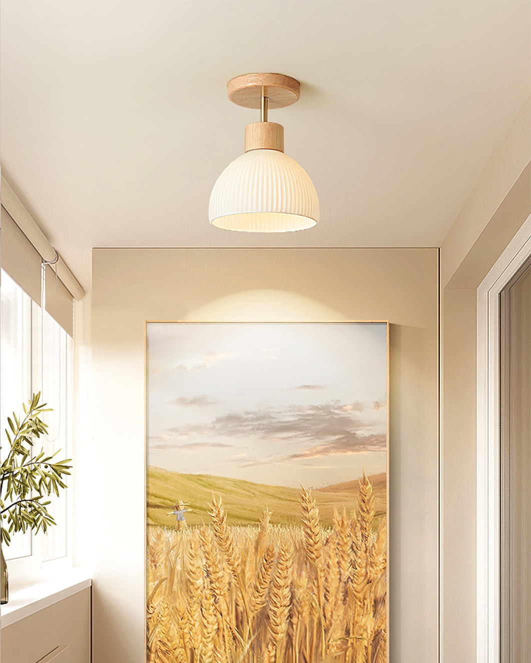 LED-plafondlamp in Scandinavische houtstijl HL387