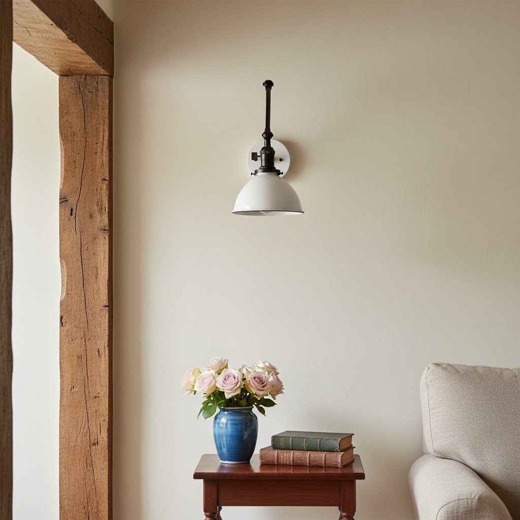 Conique metalen vintage industriële wandlamp met zwenkarm - verstelbare koepelvormige kap voor studie HL1675