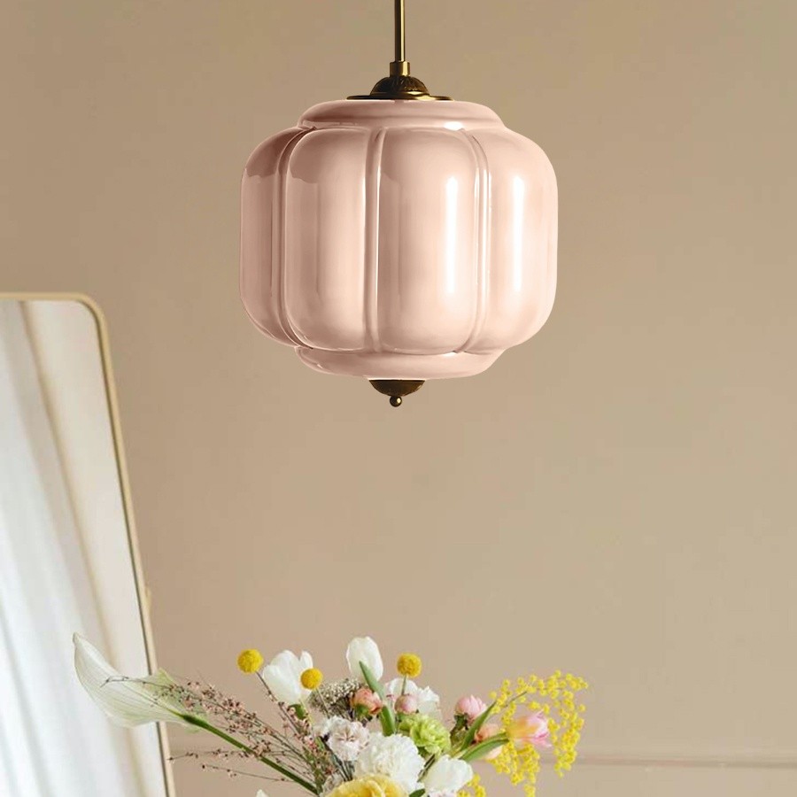 Vintage Eloise Melkglazen Hanglamp - Geribbelde Glazen Plafondkroonluchter HL1091