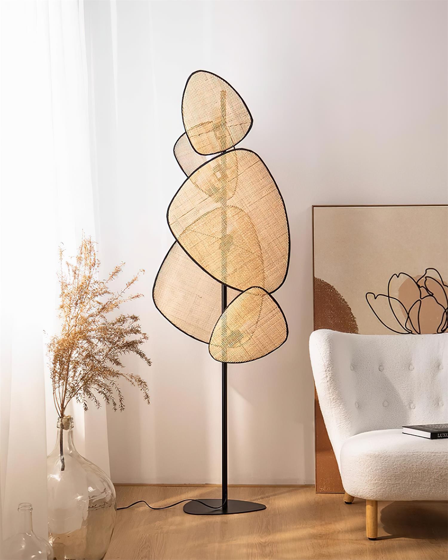 Creatieve natuurlijke rotan vloerlamp HL745