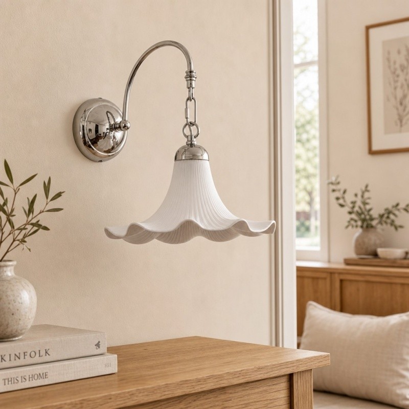 Cazelle Franse stijl wandlamp met bloemenmotief - Artistieke retro wandlamp voor sfeerverlichting HL3587