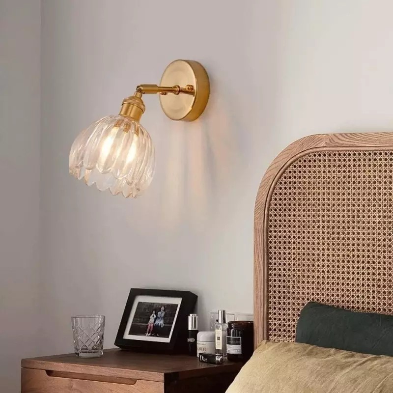 Vintage glazen bloemknop tulp wandlamp HL211