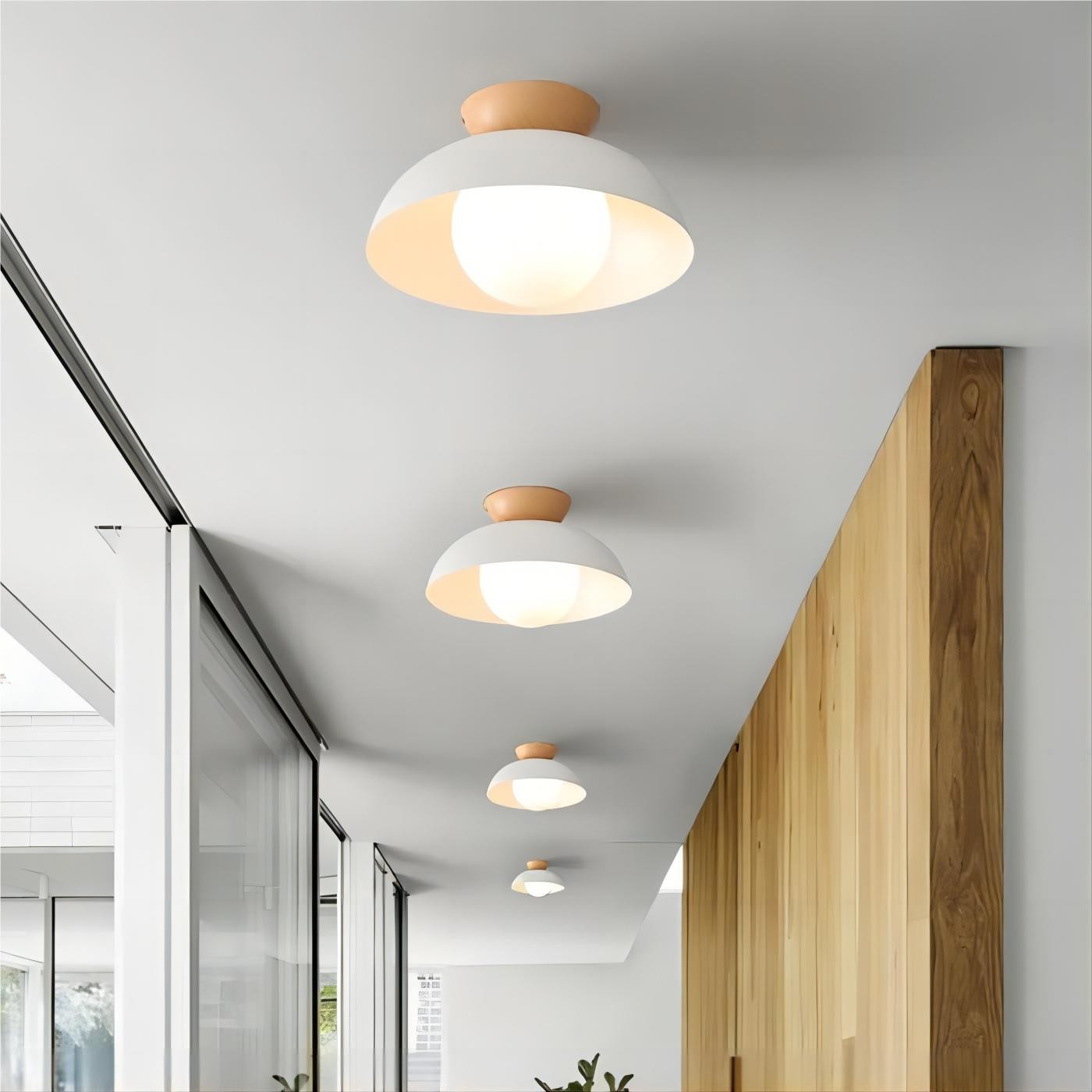 Moderne semi bloemknop houten plafondlamp HL188