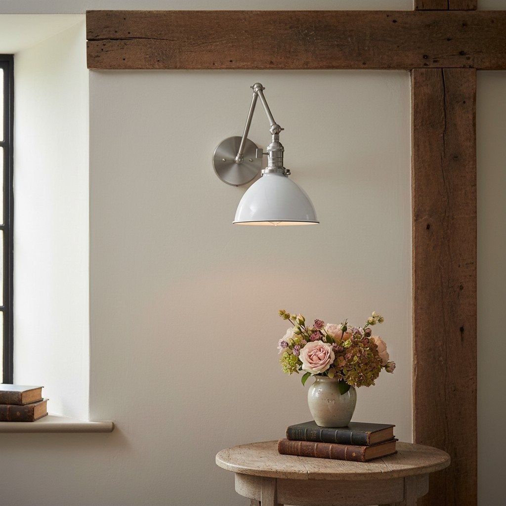 Conique metalen vintage industriële wandlamp met zwenkarm - verstelbare koepelvormige kap voor studie HL1675