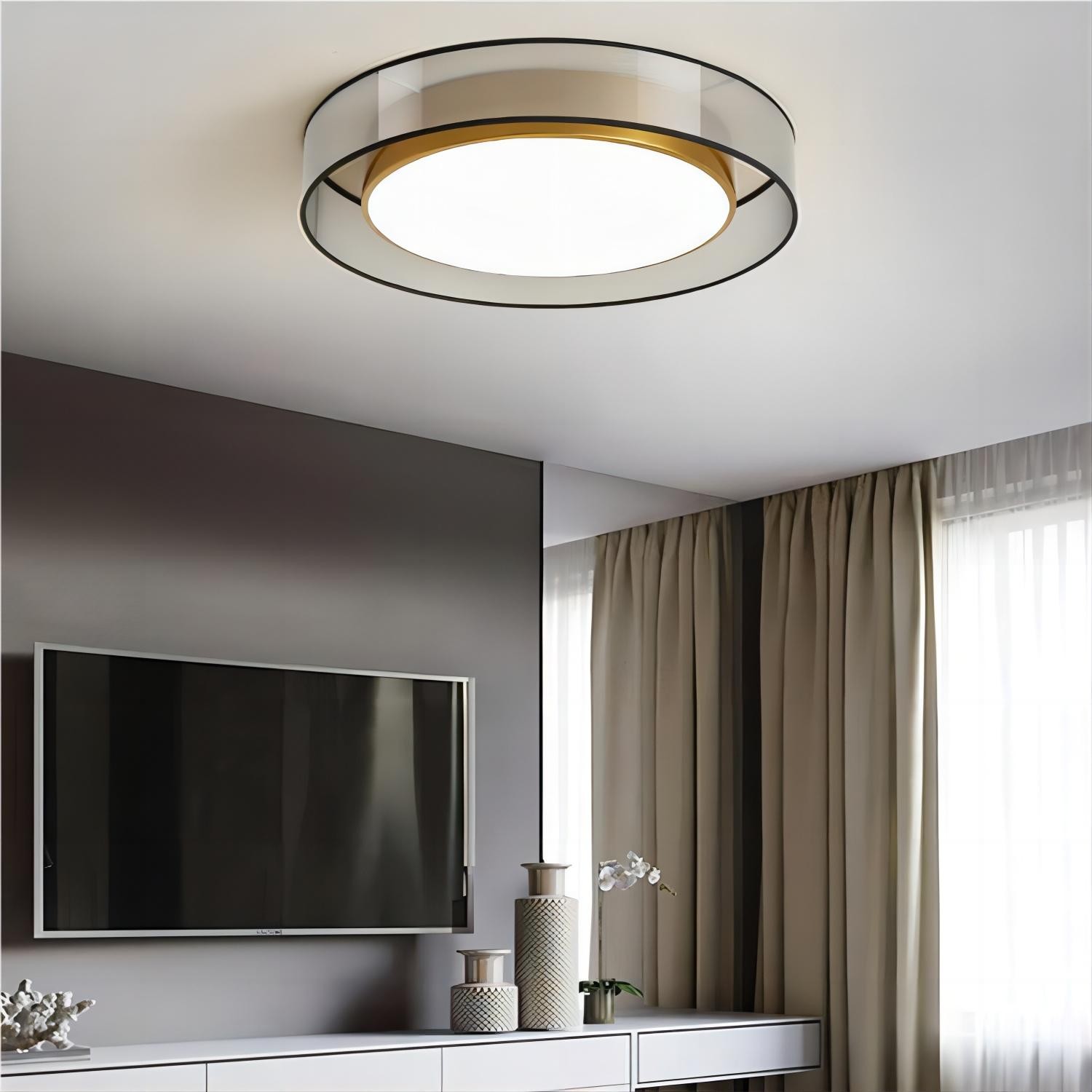 Moderne luxe ronde schijf messing plafondlamp HL172