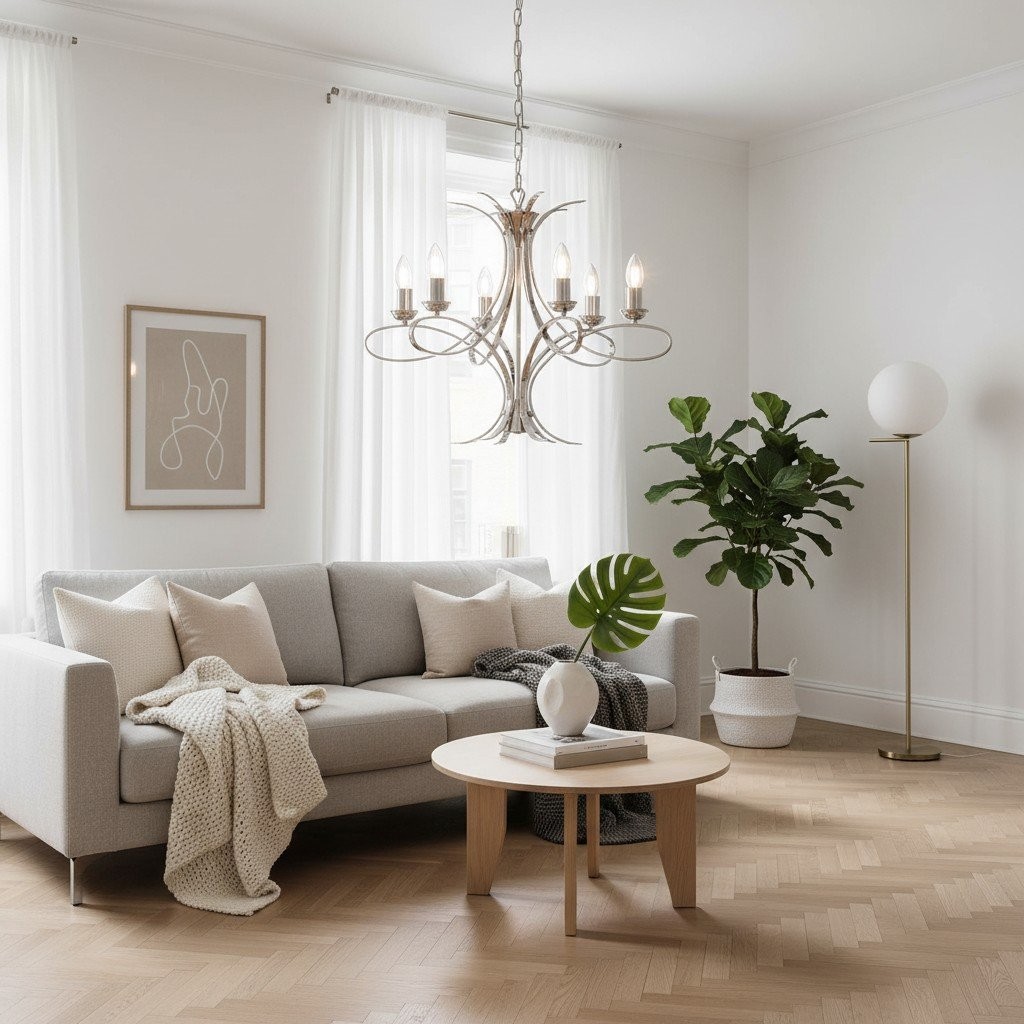 Foline Geometrische Kroonluchter - Nikkel Afwerking Sfeervolle Gloed voor Gang en Keuken HL2211