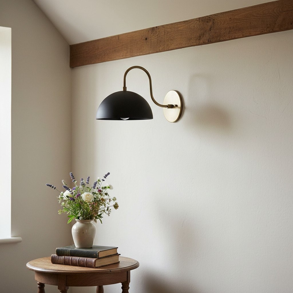 Curva Metalen Industriële Wandlamp - Gebogen Messing Arm - Gehamerde Koepellamp HL1770