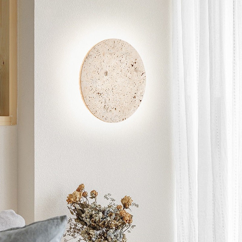 Travertijn stenen ronde wandlamp HL1270