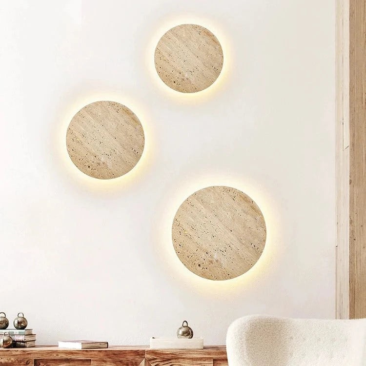 Travertijn stenen ronde wandlamp HL1270