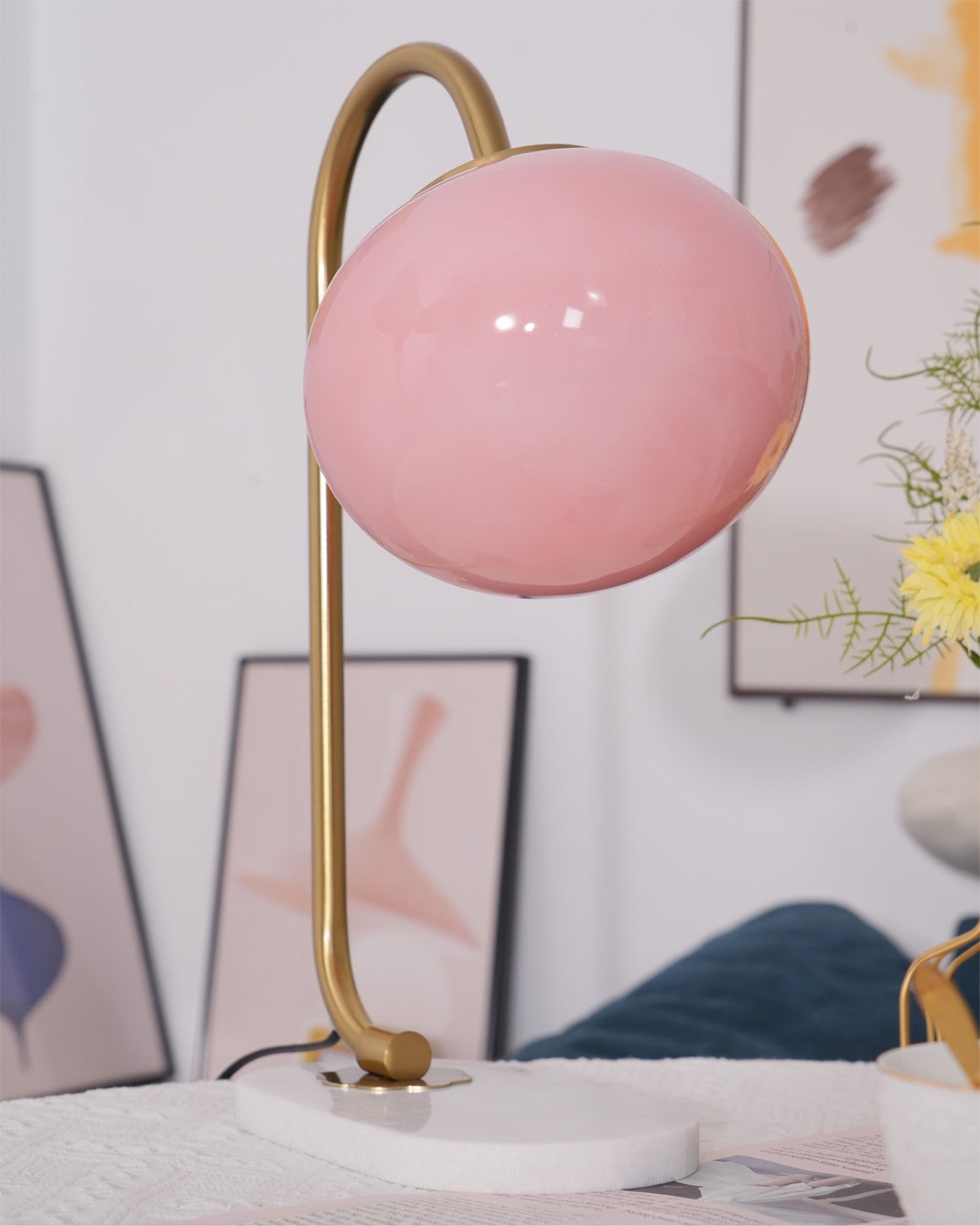 Scandinavische crèmekleurige bal tafellamp voor woonkamer HL597