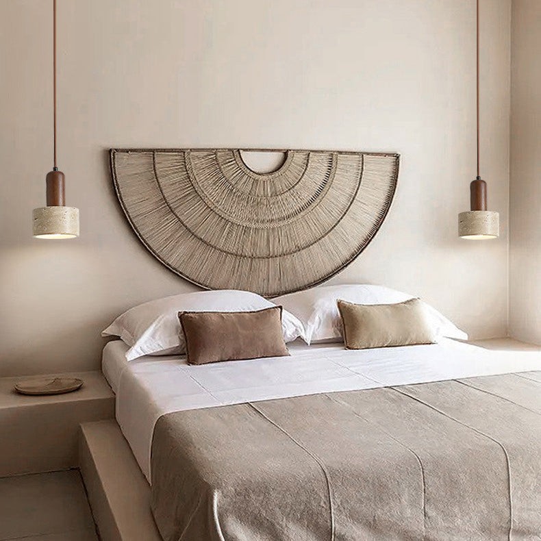 Traditionele retro cilindrische hanglamp van massief hout HL868