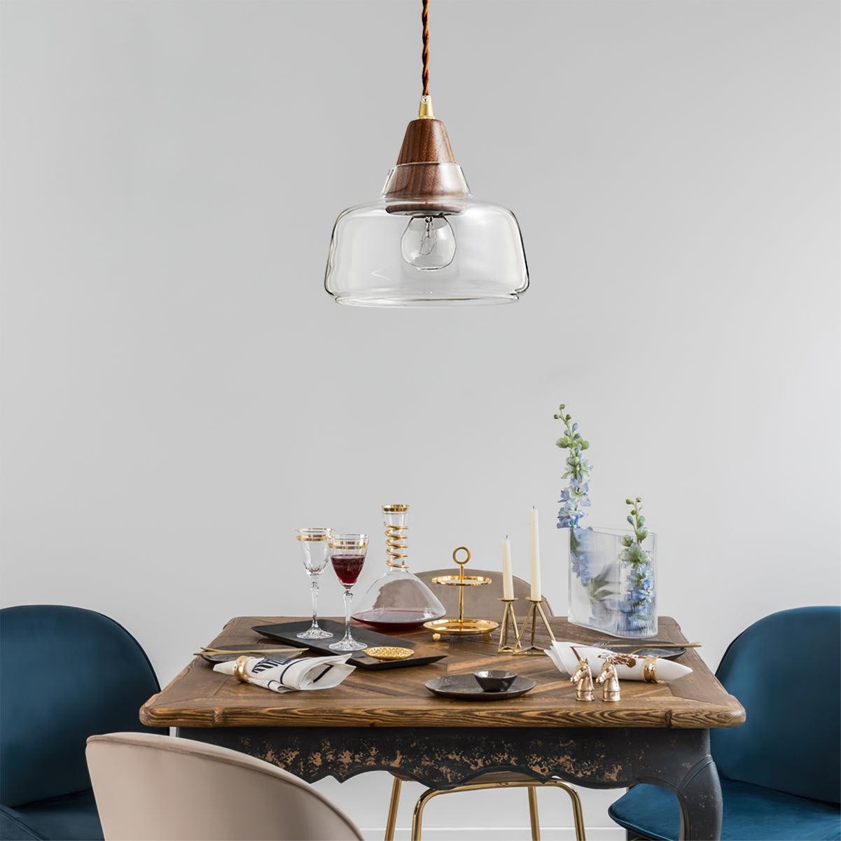 Hanglamp van notenhoutglas HL915
