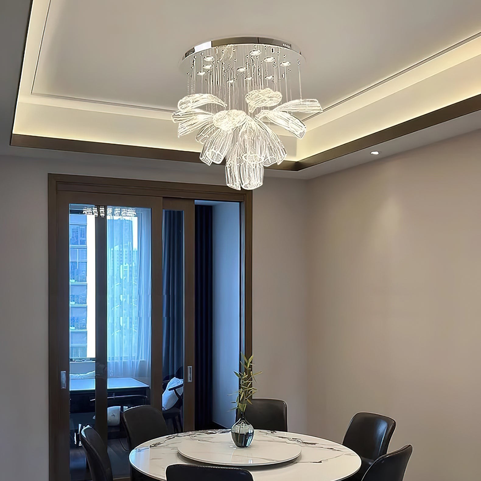 Glazen Lotus Kroonluchter HL1143