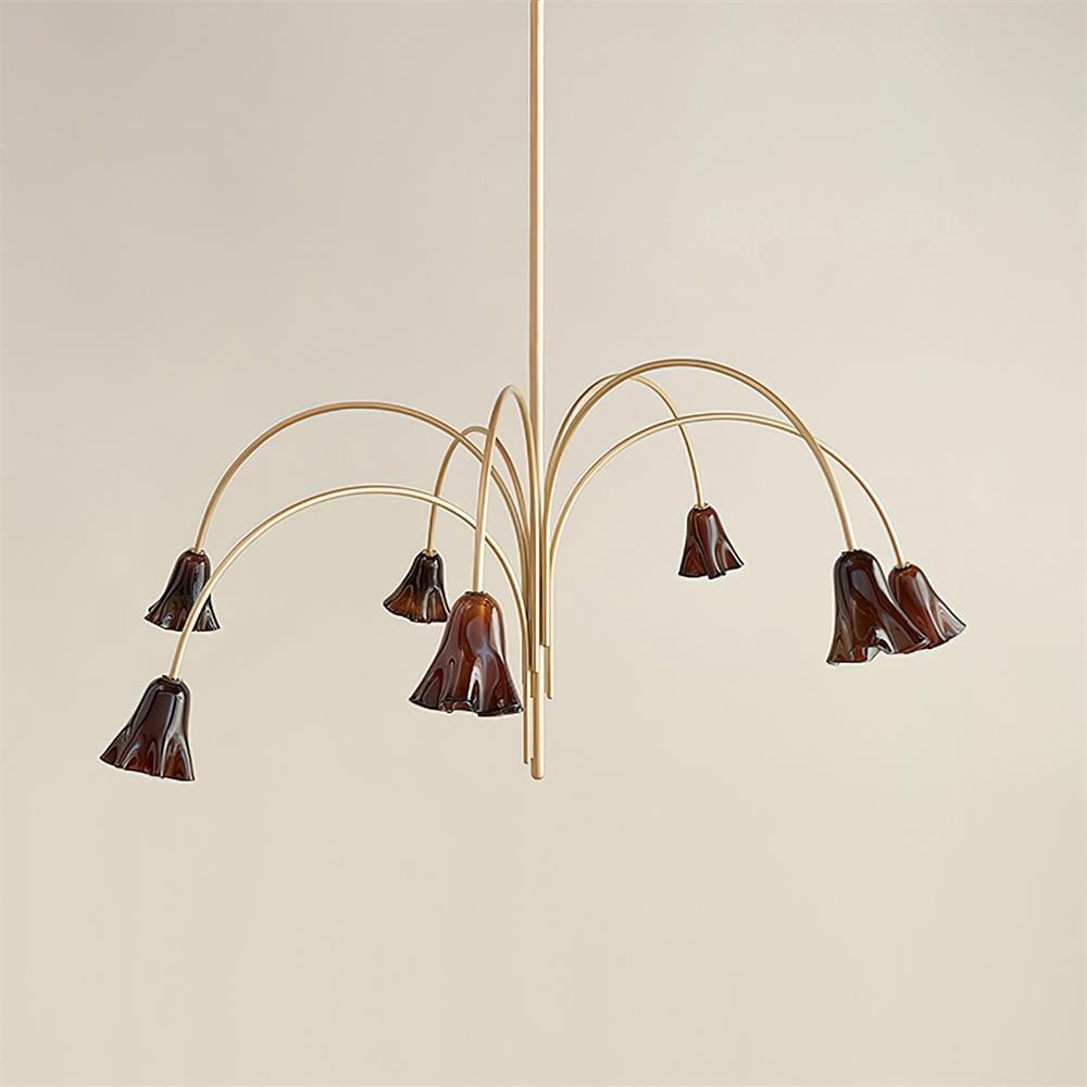 Bellina moderne romantische kroonluchter - botanisch lelie-ontwerp met glazen bloemen HL1642