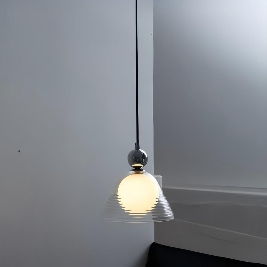 Geribbelde glazen Sunset hanglamp - Chromen design accentlamp HL1840