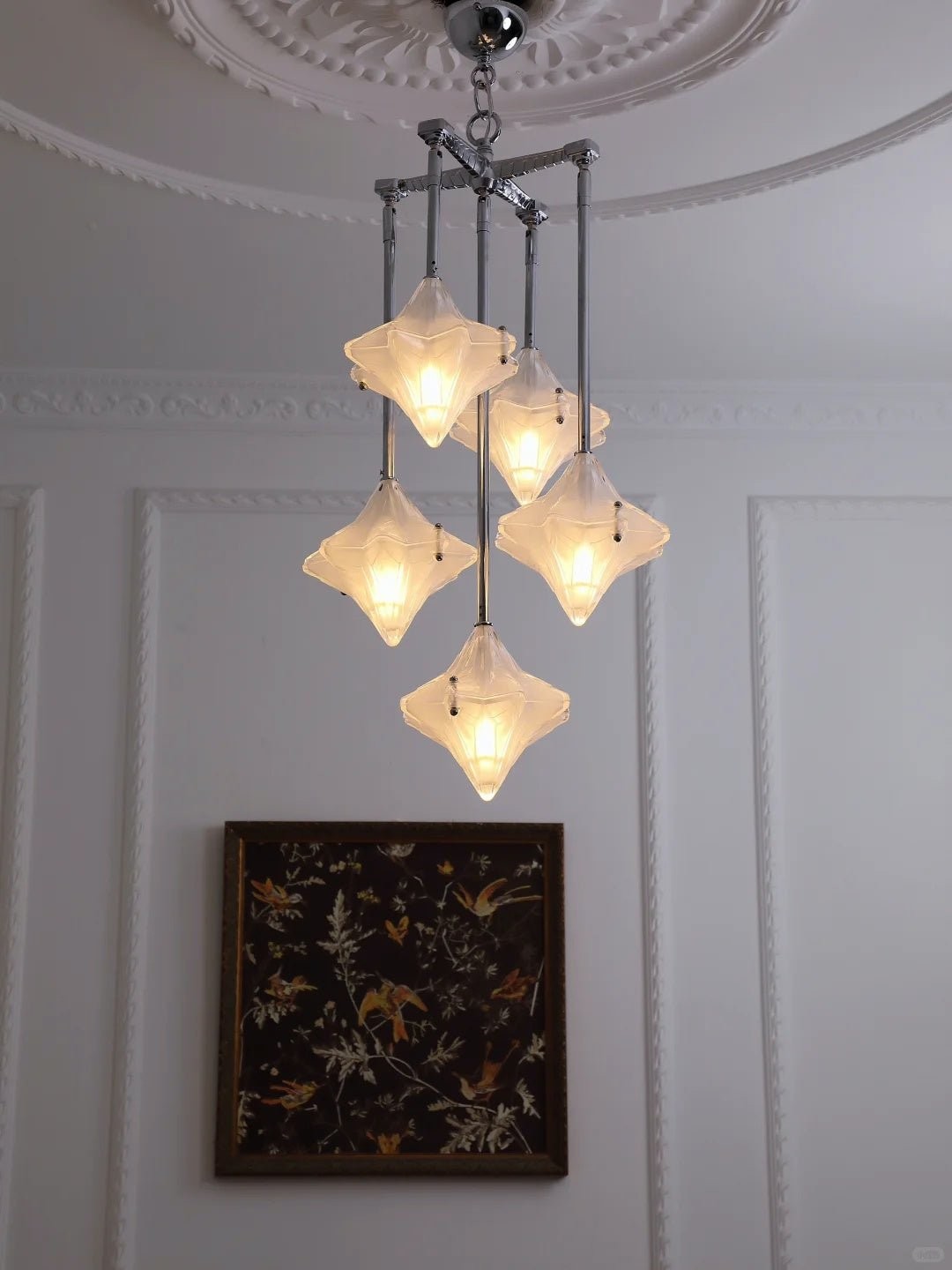 Art Deco Astris Star Kroonluchter - Decoratief armatuur van gematteerd glas voor eetkamer HL1791